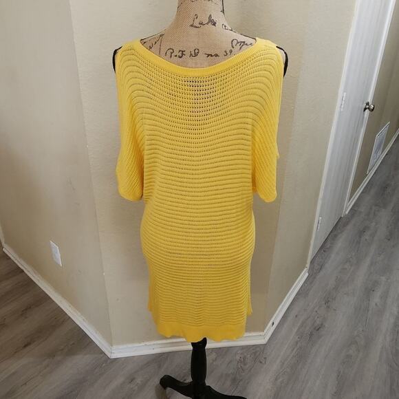 Torrid yellow coldshoulder open weave sweater plus size 2 2X - Picture 3 of 6